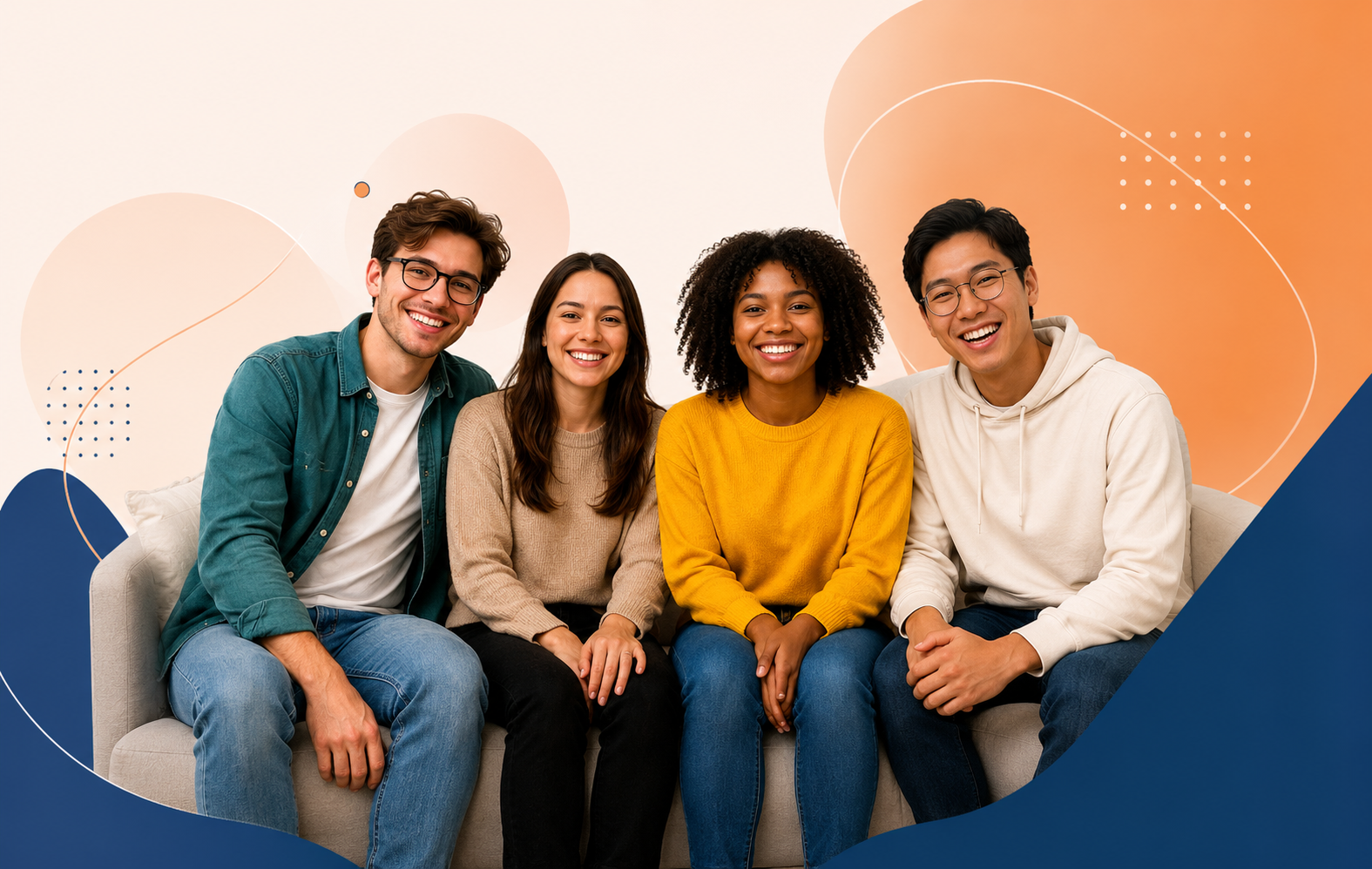 Grupo de jóvenes sonriendo durante las conferencias